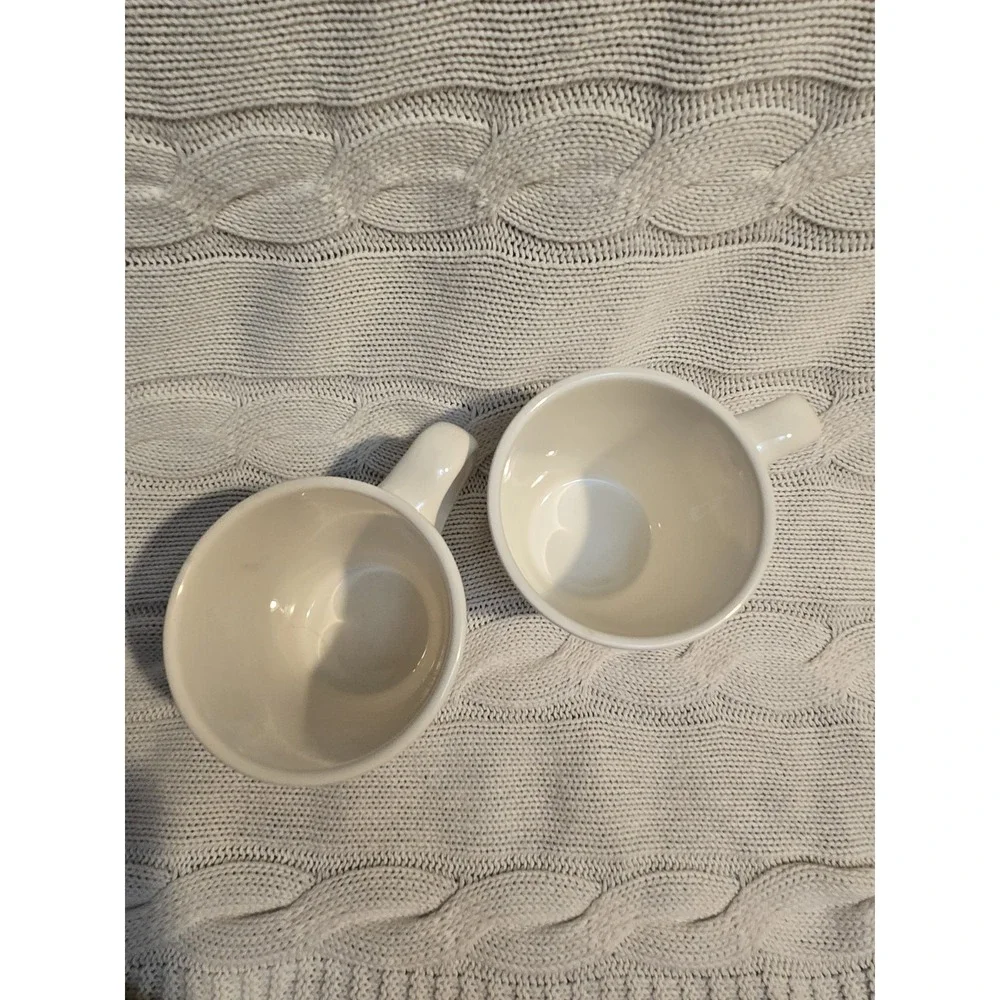 Pier 1 Cat Coffee Mugs Set of 2 Floral Long Hair Kitten Ceramic Cups Cute EUC